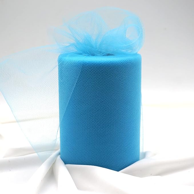 Turquoise Tulle Fabric Roll 6 Inch X 300 FT (100 Yards) Matte Tulle Ribbon Netting Mesh Spool for DIY Tutu Skirt Wedding Bow Gift Wrapping Baby Shower Christmas Party Halloween Decorations