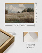 InSimSea Framed Canvas Wall Art Vintage Decor, Farmhouse Scenery Vast Field Grassland Paintings, Large Prints, Nature Landscape Wall Decoration for Living Room Bedroom Bathroom Home Decor, 16"x24"