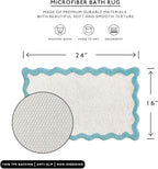 MONDAY MOOSE Bath Mat with Scalloped Wavy Ripple Design, Microfiber Absorbent Non Slip Tufted Rug for Floor, Shower or Kitchen (16x24 inch, Sky Blue)