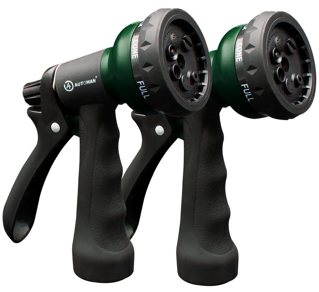 AUTOMAN Garden Hose Nozzle 2PK, ABS Water Spray Nozzle with 7 Adjustable Patterns, Slip Resistant for Watering Plants, Lawn, Garden, Washing Cars, Cleaning, Showering Pets & Outdoor Fun
