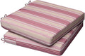 AAAAAcessories Outdoor Seat Cushions for Chairs, Waterproof, Fade-Resistant, 18" x 18" x 2", Patio Furniture Replacement Cushions, Set of 2, Dusty Rose Garden Stripe