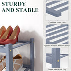 Smiry Bamboo Shoe Rack for Closet, 3 Tier Wooden Stackable Shoe Organizer, Free Standing Shoes Storage Shelf for Entryway, Front Door Entrance, Grey