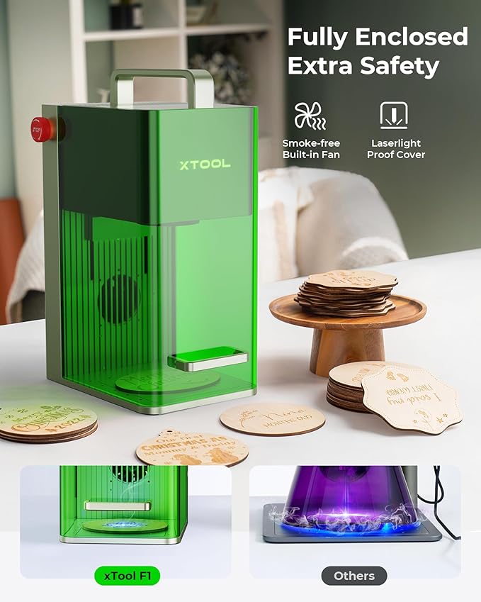 xTool F1 2-in-1 Dual Laser Engraver, 4000mm/s Lightning Speed Portable Laser Engraving Machine, Laser Engraver for Jewelry, Metal, Wood, Leather, etc