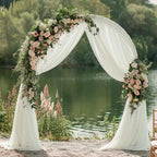 Wokceer Wedding Arch Draping Fabric 28.7" x 20FT Ivory Drapes Sheer Fabric Backdrop Arch Draping Fabrics for Wedding Ceremony Birthday Party Bridal Shower Decoration