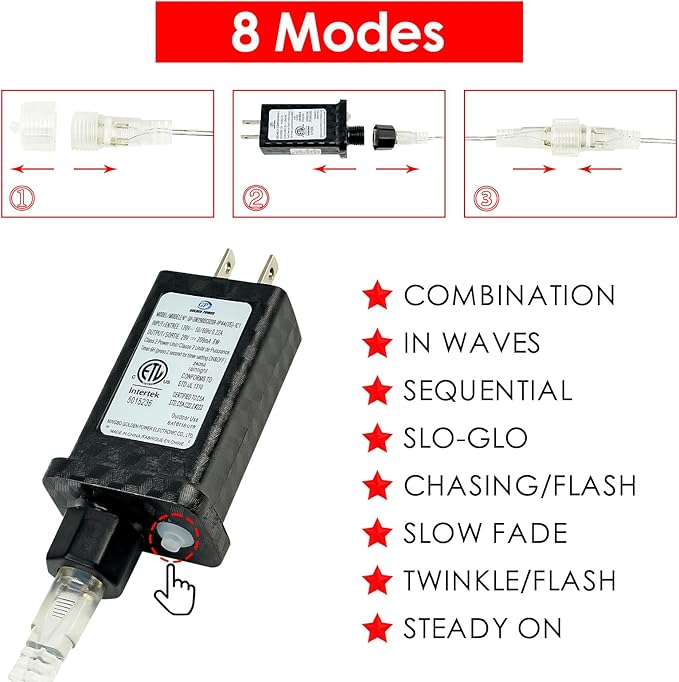 KAQ Connectable 240LED Red String Lights Outdoor/Indoor, Extendable Plug in Twinkle Fairy Lights Waterproof with 8 Modes&Timer Function for Garden Bedroom Patio Tree Christmas Decorations