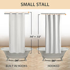 River Dream No Hook Stall Shower Curtain or Liner 36" Wide - Soft Microfiber Small Shower Curtain with Magnets for Narrow Stall, Waterproof Fabric & Machine Washable, White