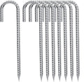 J-Hook-Rebar-Stakes-12 Inch, Ground Stakes Heavy Duty Rebar Stakes for Camping 8pcs Rebar Stakes Rust Proof Coated Metal for Flower Gardens Dog Fence Camping Tents Chicken Coop