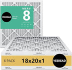 18x20x1 MERV 8 Air Filters 6-Pack, Actual Size 17.7" x 19.7" x 0.75" – Compatible with HVAC, Air Conditioners & Furnaces– High Particle Capture & Smooth Airflow