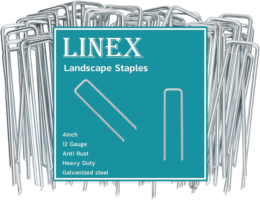 Landscape Staples 4 Inch 100 Pack, Galvanized Garden Staple, Landscape Pins Anti-Rus Lawn Stakes for Securing Weed Barrier Fabric, Yard Lawn