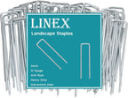 Landscape Staples 4 Inch 100 Pack, Galvanized Garden Staple, Landscape Pins Anti-Rus Lawn Stakes for Securing Weed Barrier Fabric, Yard Lawn