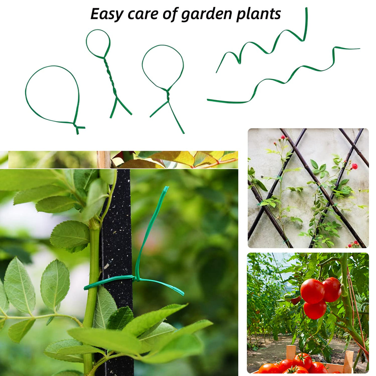 Plant Twist Ties - 8'' Plant Ties for Climbing Plants, Pack of 100, Green