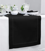 Solino Home Linen Black Table Runner 72 Inches Long - 100% Pure Linen Hemstitch Table Runner 14 x 72 Inch for Dresser, Dining, Fall, Autumn, Halloween, Thanksgiving, Holiday - Classic Hemstitch