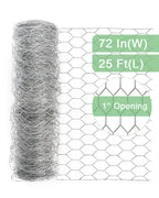 Garden Poultry Chicken Wire Netting - 72 '' × 25 ' Garden Fence Animal Barrier, Chicken Wire for Crafts, 1 inch Mesh Poultry Netting Fence, Pet/Rabbit/Chicken Wire Fencing