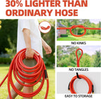SPECILITE 5/8" Hot/Cold Short Leader Garden Water Hose 15 ft, -50℉-190℉, Flexible & Lightweight Rubber Pipes With 3/4" Brass Fittings for Yard, Outdoor, Farm, Red