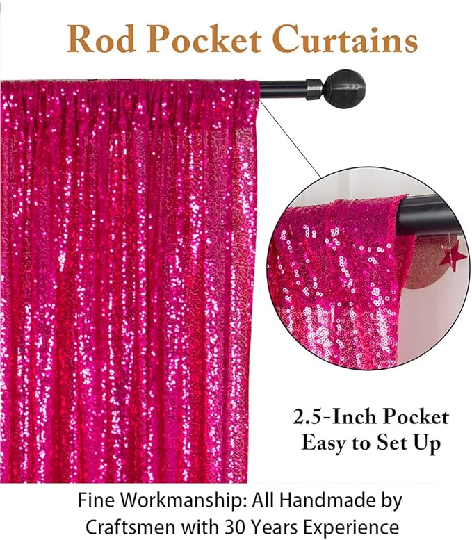 ShiDianYi 4x6ft Hot Pink Sequins Backdrop - Photo Booth Background for Parties Events, Sparkly Photography Decoration