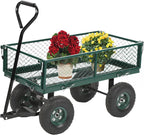 PayLessHere Heavy Duty 500 Lbs Capacity Mesh Steel Garden Cart Folding Utility Wagon with Removable Sides for Beach Lawn Yard Landscape