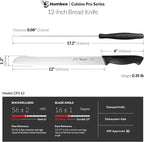 12 Inch Cuisine Pro Serrated Bread Knife, Premium Stainless Steel Wave Edge Razor Sharp Blade Knife for Bread, Dishwasher Safe, NSF Certified, Black