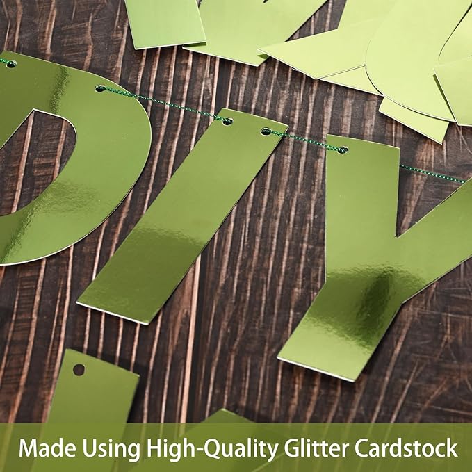 TaoBary 112 Pcs DIY Letter Kit Glitter Customizable Banner Letters Include 107 Letters and Numbers 3 Rope and 2 Needles for Birthday Halloween Christmas Wedding Valentine Party Decor(Bright Green)