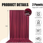 10ft x 10ft Burgundy Backdrop Curtains for Parties, Fabric Satin Background Curtain with Rod Pockets for Weddings, Birthday, Baby Shower, Photography, Graduation Party Backdrop Drapes, 2 Panels