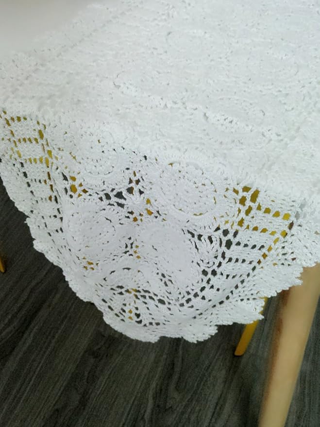 Cotton Handmade Crochet lace Table Runners Oval Tablecloth Doilies Doily Table Dresser Scarf Décor,15x35 inch,White