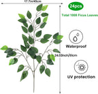 GTIDEA 24PCS Artificial Ficus Leaves Branches Faux Ficus Tree Branches Artificial Greenery Silk Floral Arrangement for Benjamina Tree DIY Wedding Bouquet Summer Wreath Wall Decor (24.04 Inch)