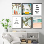HoozGee Beach Wall Art Prints Set of 6 Summer Seascape Palm Poster Wall Decor Nature Landscape Coastal Surf Art Prints Pictures Photography Photos Print on Canvas Wall Decor (11"x14" UNFRAMED)