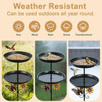 hogardeck 2-in-1 Vintage Freestanding Bird Bath & Feeder, Double Metal Layers Birdbath with Upgraded 5-Pronged Sturdy Base, Outdoor Decor for Garden Patio Yard Lawn, Black