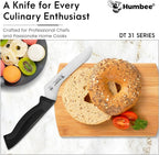 6-Inch Offset Serrated Bread Knife, Premium High Carbon Stainless Steel Blade Knife for Bread with Ergonomic Handle, NSF Certified, DT-31 Series, Black