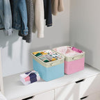 BALEINE 4 Pack Fabric Storage Bins for Shelves, Linen Storage Baskets for Organizing, Decorative Closet Bins for Clothes, Home (Brown, 12"x8"x8")
