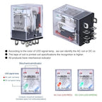 8-Pin 10 AMP 24V DC Relay Coil with Socket Base Electromagnetic Power Relay, DPDT 2NO 2NC - MY2NJ LED Indicator