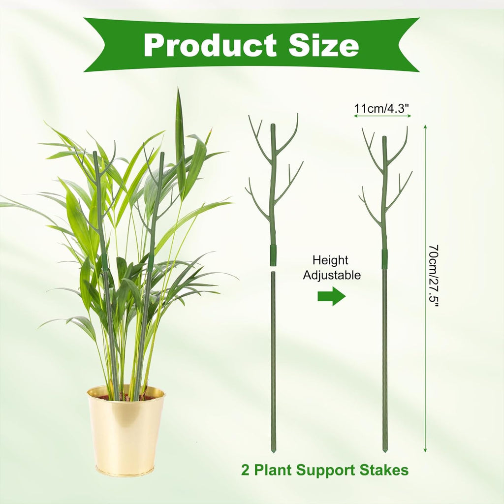 uxcell 2 Pcs Plant Support Stakes, 27.5" Twig Plant Stem Support Structures Garden Branches Plants Supports for House Potted Monstera Plants, Green