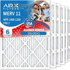 AIRx Filters WICKED CLEAN AIR 16x30x1 Air Filter MERV 11 Electrostatic Pleated HVAC AC Furnace Filter 6 Pack