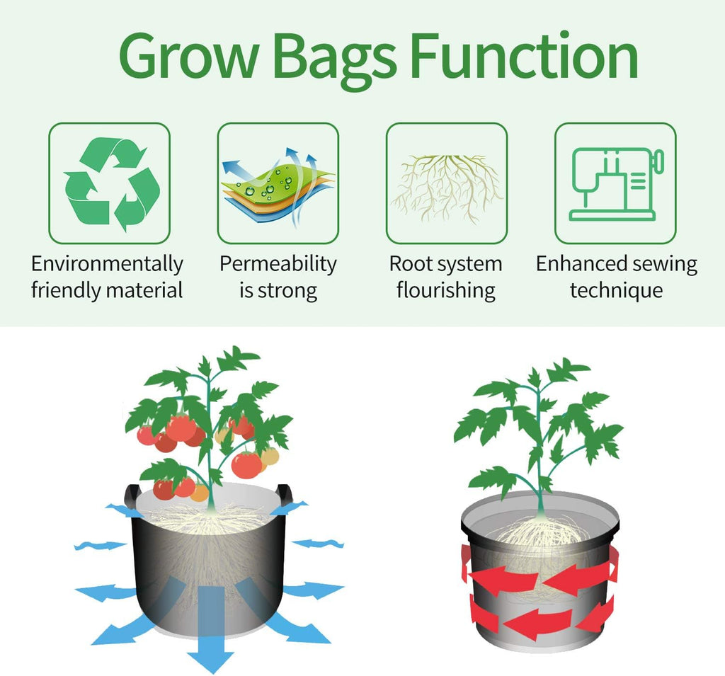Grow Bags Tall, 7 Gallon Grow Pots 6 Pack with Handles, Heavy Duty 280G Thickened Nonwoven Fabric Plant Bag for Vegetables, Black
