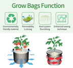 Grow Bags Tall, 7 Gallon Grow Pots 6 Pack with Handles, Heavy Duty 280G Thickened Nonwoven Fabric Plant Bag for Vegetables, Black