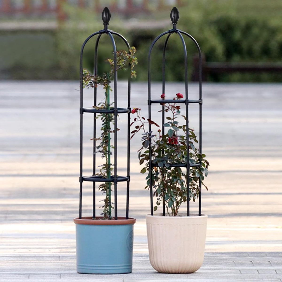2 Pack 5Ft Tall Garden Obelisk Trellis for Climbing Plants Outdoor, Plant Trellis Garden Tower Trellis for Potted Plant Climbing, Flowers Vegetable Cucumber Trellis