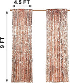 Big Sequin Rose Gold Drapes Curtains Panels Payette Sequin Backdrop Curtains Home Party Decoration Supplies 9FTx9FT for Thanksgiving Christmas Decor