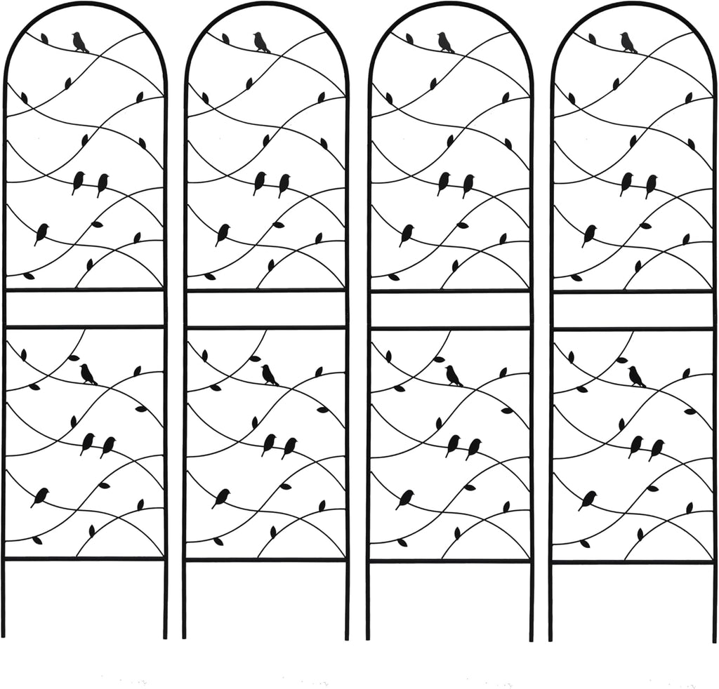 Metal Garden Trellis Rustproof Trellis for Climbing Plants Outdoor Flower Support Bird Deco (Black-4 Pack, 71"x19.7")