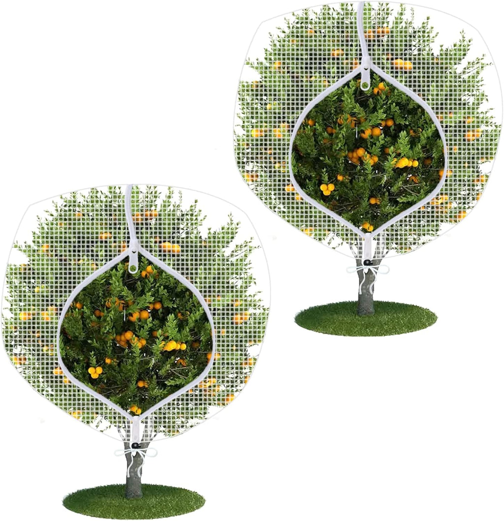 Fruit Tree Netting Covers with Zipper to Protect from Squirrels and Birds Large Netting for Fruit Trees Net Protection, White, 10' x 10', 2 Pack