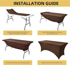 10-Pack 6ft Spandex Table Covers for Rectangle Standard Folding Tables - Wrinkle Resistant Stretch Tablecloths - Ultimate Fitted Table Protector for Parties, Banquet, Wedding