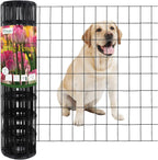 Black PVC Coated Welded Wire Fence 24 Inch x 25 Foot, 2 Inch x 3 Inch 16GA, Garden Border Fencing Roll Vinyl Coating Metal Wire Mesh for Yard Vegetable Plant Protection Poultry Netting