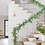 Dremisland 2 Strands Artificial Scindaps Vines Garland 6.7ft Fake Vines Ivy Garland Silk Green Leaves Faux Hanging Plants Greenery Decoration for Bedroom Wall Patio Party Wedding Decor (Ivy, 2PCS)