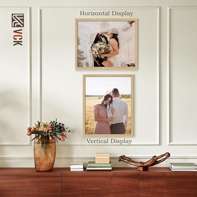 VCK 24x30 Poster Frame Set of 4 - Oak, Gallery-Quality Wood Picture Frames, 1.1-Inch Wide Border, Polished Plexiglass, Vertical or Horizontal Wall Display for Photo/Art/Prints, Natural Oak
