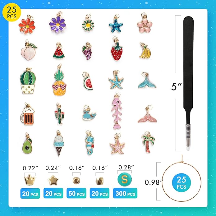 DIY Wine Glass Charms Kit, 25pcs Personalized Reusable Drink Marker Tags, Glass Identifiers for Wine Tasting Party, Unique Hostess Gifts & Party Decorations