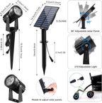 Blue Solar Spot Lights Outdoor,2 Pack Solar Landscape Spotlights IP65 Waterproof 9.8ft Cable, Auto On/Off Outdoor Wall Lights for Garden Yard Driveway Porch Walkway Pool (1-in-1)