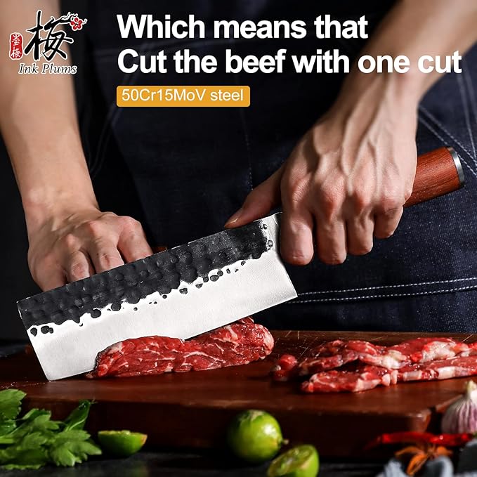 6.5 Inch Nakiri Knife, Asian Usuba Knife, Stainless Steel With Hand-forged, Brazilian Rosewood Handle and Gift Box for Family & Restaurant
