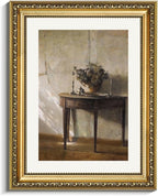 VIYYIEA Gold Framed Wall Art, After Noon Canvas Print Home Decor Vintage Art Painting Picture Bathroom Wall Decor, Potted Plant Artwork for Living Room Bedroom Kitchen Office - 14L x 11W