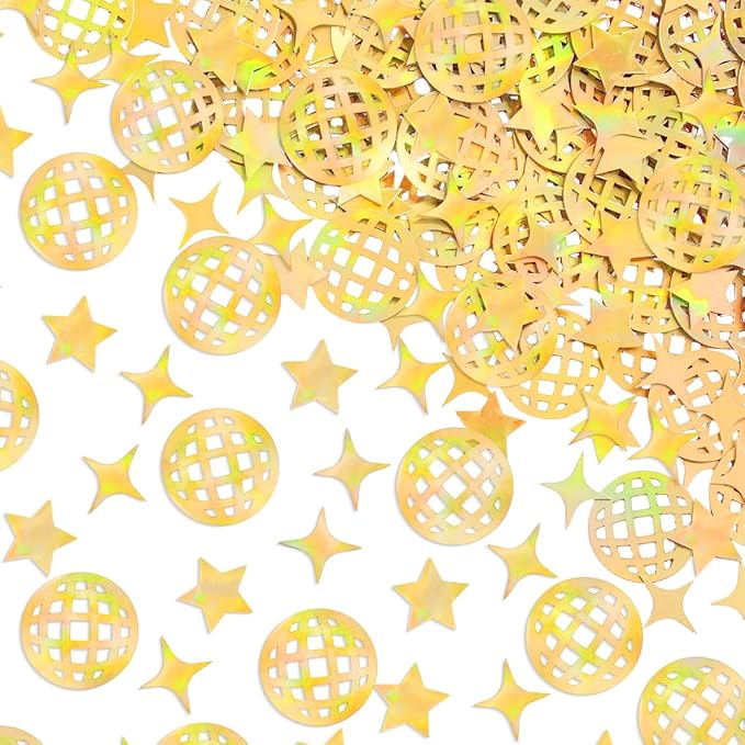xo, Fetti Gold Disco Foil Confetti - 200 pc | Birthday Party Accessory, Bachelorette Favor, Boogie DIY Activity, Bday Decoration, Glitter Table Decor, Groovy Tablescape