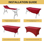 2-Pack 6ft Spandex Table Covers for Rectangle Standard Folding Tables - Wrinkle Resistant Stretch Tablecloths - Ultimate Fitted Table Protector for Parties, Trade Shows, Banquet