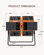 THE Growing 53 Gallon Large Outdoor Compost Bin Tumbler Barrel, Orange