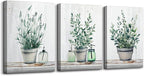 MHARTK66 Family Canvas Wall Decor for Bedroom, Dining Room, Living Room & Office - Green Leaf Vase Artwork - 12x16in